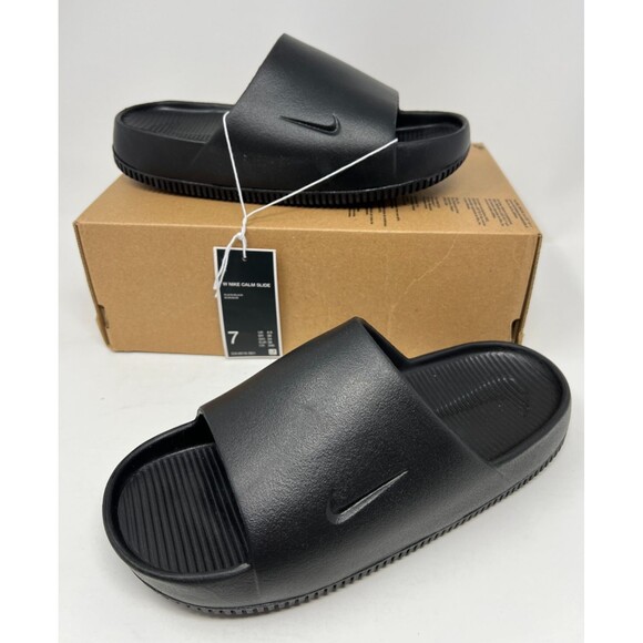 Nike Calm Slide Sandals Triple Black Women's Size 7 DX4816 001 - Picture 1 of 7